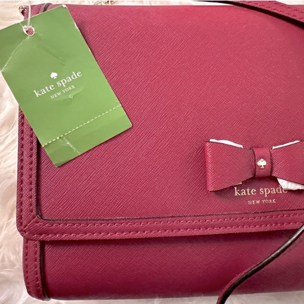 NWT Kate Spade Alek Merlot Crossbody with Bow - Picture 3 of 8